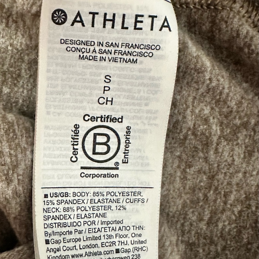 Athleta Long Sleeve Insulated Top Heather Tan Brown Thumb Loops Holes Women S - Picture 5 of 9